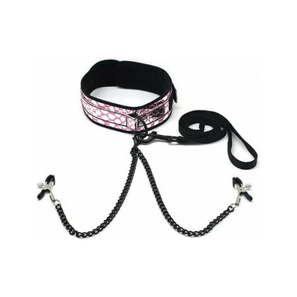 Spartacus Faux Leather Collar, Leash Black Nipple Clamps Pink: A Captivating BDSM Accessory for Submissive Pleasure