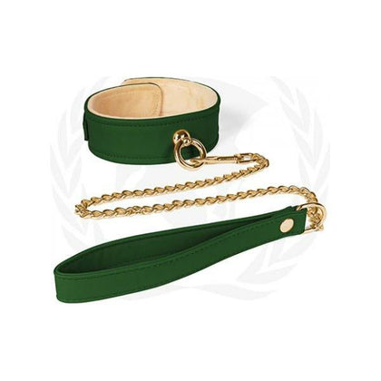 Spartacus Plush Lined PU Collar & Chained Leash - Green: The Ultimate BDSM Experience for Submissive Play