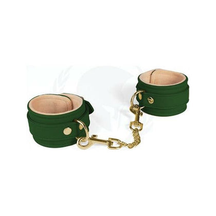 Spartacus Deluxe Green PU Wrist Cuffs with Plush Lining - Ultimate Bondage Experience for All Genders and Pleasure Areas - Adult Naughty Store