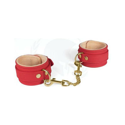 Spartacus PU Ankle Cuffs with Plush Lining - Red - Adult Naughty Store