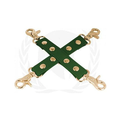 Spartacus PU Hog Tie with Gold Hardware - Green: The Ultimate Bondage Restraint System for Sensual Domination and Submission - Adult Naughty Store