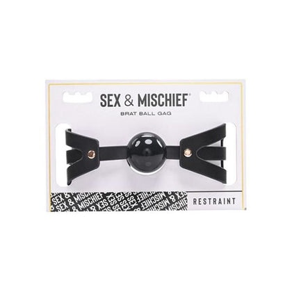 Sex & Mischief Brat Ball Gag - Adjustable Buckle Soft Ball Gag for Submissive Play - Model B1001 - Unisex - Enhances BDSM Experience - Black