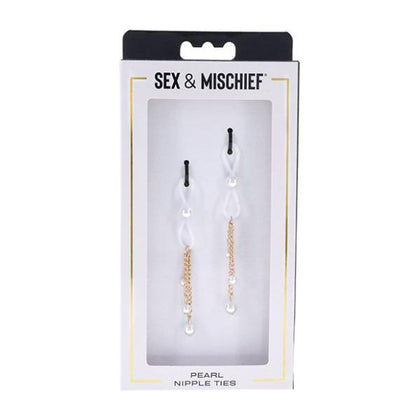 Sex & Mischief Pearl Nipple Ties - Exquisite Pearl-Adorned Nipple Clamps for Sensual Pleasure - Model NM-2021 - Unisex - Stimulate and Enhance Nipple Sensitivity - Elegant Black