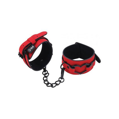 Sex & Mischief Amor Handcuffs | Vegan Leather Red Handcuffs | Model: Amor | Unisex | Wrist Restraints | Red