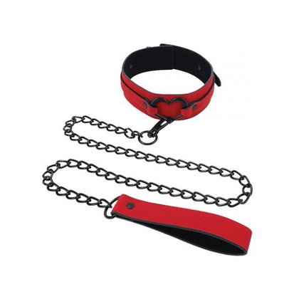 Sex & Mischief Amor Collar And Leash - Red Vegan Leather Intimate Accessory for Enhanced Pleasure