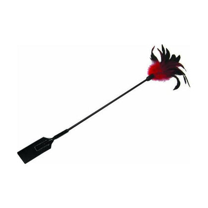 Sex & Mischief Feather Slapper - Luxurious Red Feather and Sturdy Black Hand Spanker - A Sensual Delight for Intimate Play