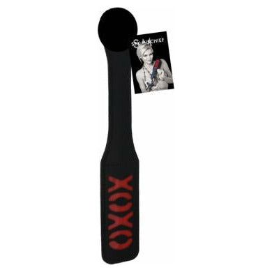 Sex and Mischief XOXO Paddle Black Vinyl 12 Inches - A Sensual Spanking Toy for Couples