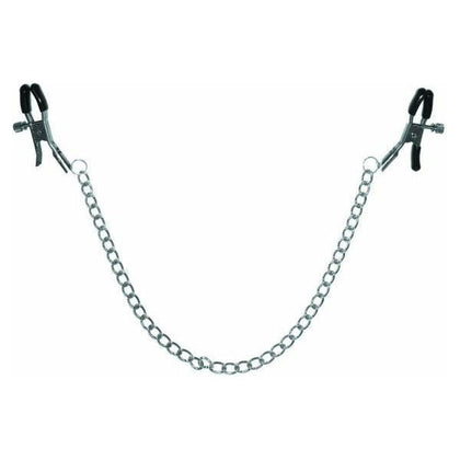 Sex & Mischief Coated Chained Nipple Clamps - Model NM-13 - Unisex - Nipple Stimulation and Sensual Play - Black - Adult Naughty Store