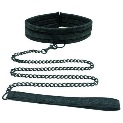 Midnight Lace Collar & Leash Black - Elegant Lace Padded Collar and Metal Leash Set for Sensual Domination - Sportsheets by Midnight