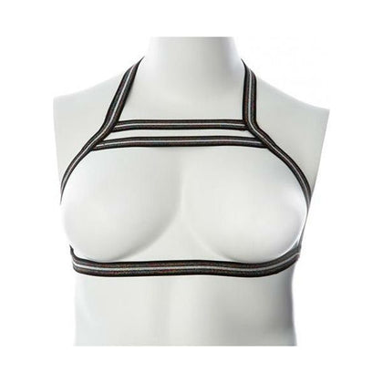 Silver Lining Gender Fluid XL-XXXL Black-Silver Metallic Stretch Body Harness for All Bodies and Gender Identities - Unisex Lingerie Model H-457 - Perfect for Layering, Fashionable and Comfor - Adult Naughty Store