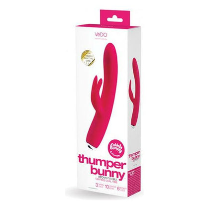 Introducing the Sensational Vedo Thumper Bunny Rechargeable Dual Vibe - Pretty In Pink: A Luxurious Pleasure Companion for Women - Adult Naughty Store