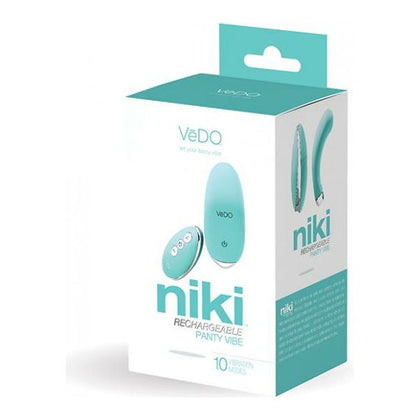 Introducing the Vedo Niki Rechargeable Panty Vibe - Tease Me Turquoise: The Ultimate Discreet Pleasure Companion