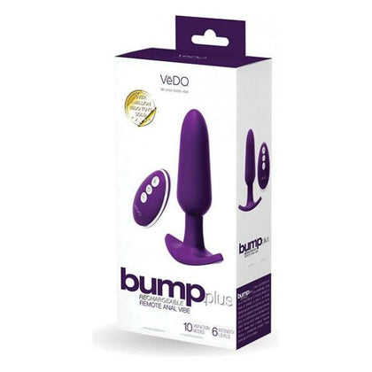 VeDO Bump Plus Remote Control Anal Vibe - Model VP-001 - Deep Purple - Rechargeable Waterproof Silicone Sex Toy for Enhanced Backdoor Pleasure - Adult Naughty Store