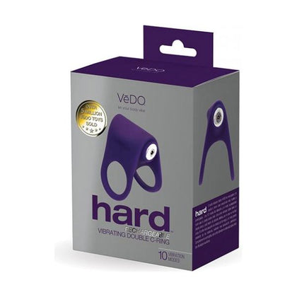 Vedo Silicone Rechargeable Vibrating Double C-Ring - Hard Purple - Model VRVC01 - Unisex Penis and Testicle Stimulator
