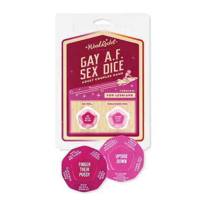 Discover the tantalising world of Wood Rocket's Erotic Dice Set for Lesbian Couples - Model: Gay AF Lesbian Sex Dice - Fuchsia
