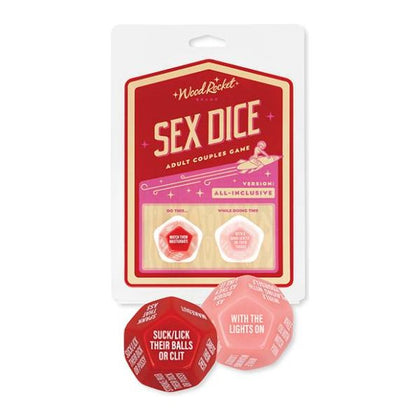 wood Rocket 12-Sided Adult Couples Sex Dice Game - Model 28A - Unisex Pleasure - Red