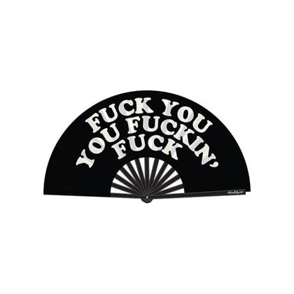 Wood Rocket Large-Sized Folding Hand Fan - Fuck You You Fuckin' Fuck - Black - Adult Naughty Store