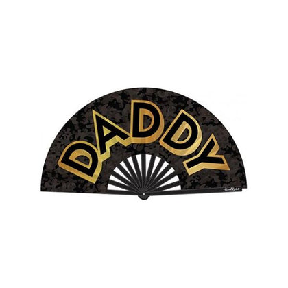 Wood Rocket Daddy Fan - Black/Gold: Elegant Folding Hand Fan for Fetish Enthusiasts - Adult Naughty Store