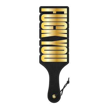 Wood Rocket Naughty Fun Black/Gold Fetish Paddle - Model FYP-001 - Unisex - Bedroom Spanking Tool