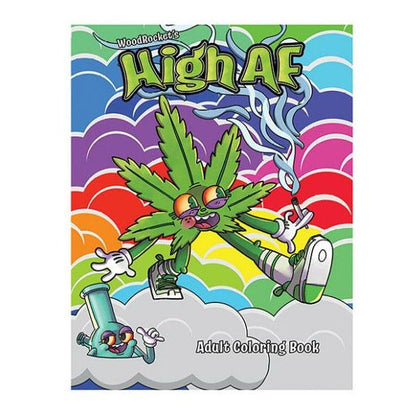 Wood Rocket High AF Psychedelic Adult Coloring Book - Hilarious Cannabis-Themed Fun for Weed Enthusiasts!