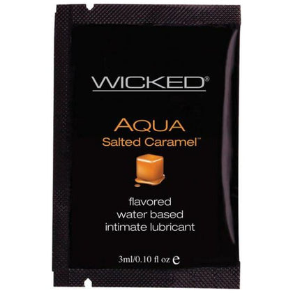 Wicked Sensual Care Collection Aqua Salted Caramel Water-Based Lubricant - Model 3 ml Packet - For All Genders - Enhances Oral Pleasures - Delicious Flavor - Long Lasting - Latex Friendly - P - Adult Naughty Store