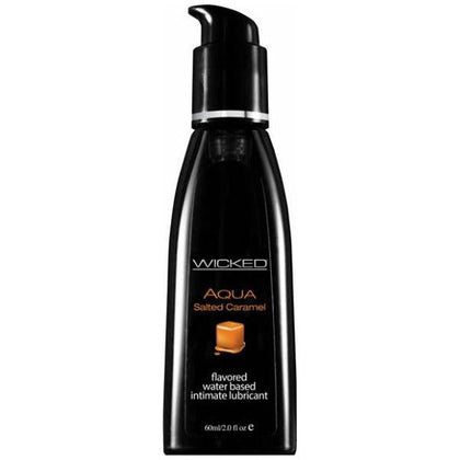 Wicked Aqua Lubricant Salted Caramel 2oz - Temptingly Tasty Water-Based Intimate Pleasure Enhancer for All Genders - Sensual Delights for Oral Bliss - Latex Friendly - Paraben-Free - Vegan Fo - Adult Naughty Store