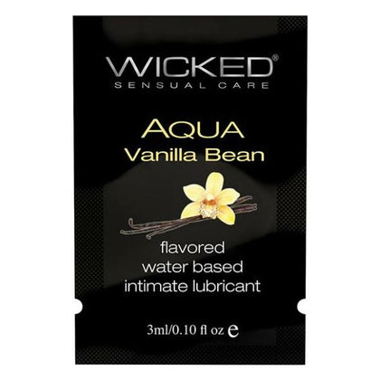 Wicked Aqua Water Based Lubricant - Vanilla Bean Flavored, 0.1oz - For Oral Pleasure - Latex Condom Compatible - Sex Toy Friendly - Paraben Free - Vegan - Made in the USA