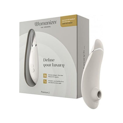 Womanizer Premium 2 - Luxurious Pleasure Air Technology Clitoral Stimulator for Women - Gray - Adult Naughty Store