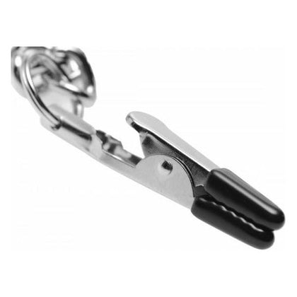 Master Series Chained Collar Nipple and Clitoris Clamp Set - Model X19B - Unisex - Sensual Stimulation for Nipples and Clitoris - Silver - Adult Naughty Store