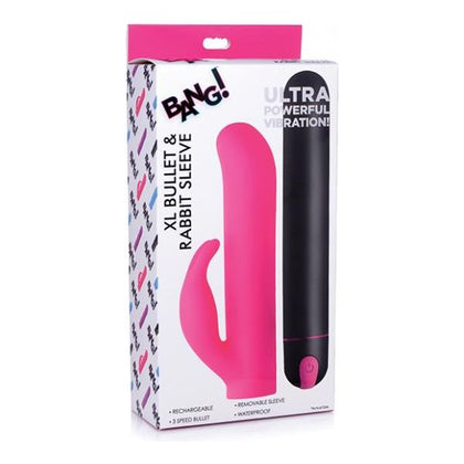 Bang! XL Bullet & Rabbit Silicone Sleeve - Pink - Adult Naughty Store