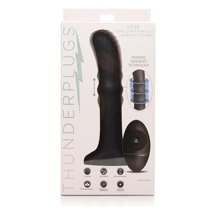 Thunderplugs X-69 Sliding Shaft Silicone Vibrator with Remote Control - Model TPX69B - For Intense Anal Pleasure - Black - Adult Naughty Store