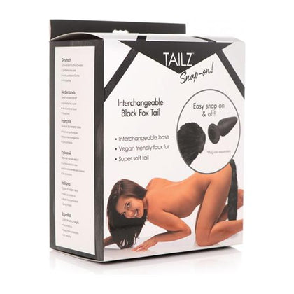 Tailz Snap-On Interchangeable Fox Tail - Black | Model TSI-FT001 | Unleash Your Inner Fox with this Sensual Roleplay Accessory for All Genders and Pleasure Areas
