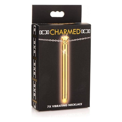 Introducing the Luxe Pleasure Charmed 7x Vibrating Necklace - Gold: The Ultimate Sensory Delight for Her Clitoral Stimulation - Adult Naughty Store