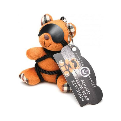 Master Series Bound Teddy Bear Keychain - Miniature BDSM Toy for All Genders - Silky Rope, Blindfold, and Nickel-Free Metal - Perfect for Backpacks, Purses, and Keychains - Playful Pleasure Companion in Black
