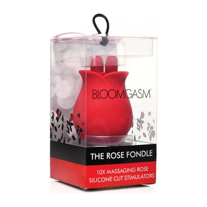 Introducing the Bloomgasm Rose Fondle 10x Massaging Clit Stimulator Model RN-10 for Women - Red