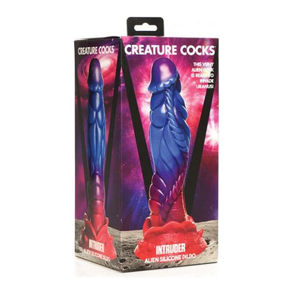 Cosmic Pleasure: Creature Cocks Intruder Alien Silicone Dildo - Model X1 - Unisex - Intense G-Spot and Prostate Stimulation - Vibrant Blue/Purple/Pink - Adult Naughty Store