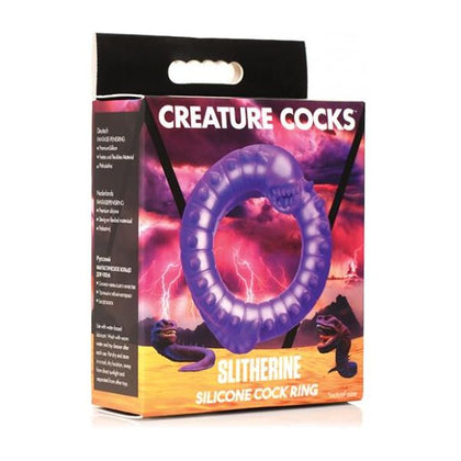 Creature Cocks Slitherine Silicone Cock Ring - Model 23B: Galactic Worm Purple Silicone Male Genital Pleasure Enhancer