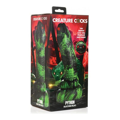 Creature Cocks Python Silicone Dildo - Model X1 - Unisex - Vaginal & Anal Stimulation - Black/Green