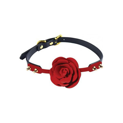 Zalo Rose Ball Gag - Red-Black: Luxurious Feminine Pleasure Enhancer for Submissive Play