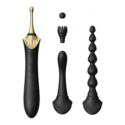 Zalo Bess 2.0 Clitoral Vibrator with Anal Beads Attachment, Heating Function, and Multiple Head Attachments for Customized Pleasure - Obsidian Black