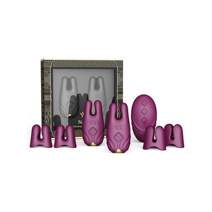 ZALO Nave Vibrating Nipple Clamps - Model N01 - Female - Nipple Stimulation - Velvet Purple