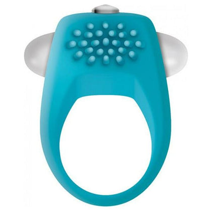 Introducing the SensaSilk Teal Tickler Vibrating Cock Ring - Model ST-5000 for Men - Enhance Pleasure and Performance - Teal - Adult Naughty Store