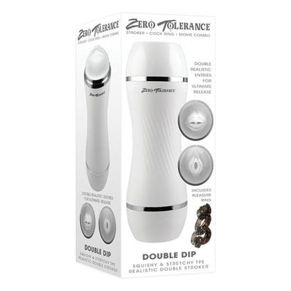 Zero Tolerance Double Dip Stroker - Dual Entry Oral and Vaginal Fantasy Masturbator - Model ZT-DDS-001 - Men's Pleasure Toy - White - Adult Naughty Store