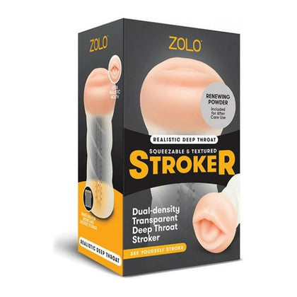 ZOLO Realistic Deep Throat Dual Density Transparent Stroker - Model ZRDT-1001 - Male Masturbation Toy for Intense Oral Pleasure - Clear