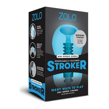 ZOLO Blue Mini Double Bubble Stroker - Versatile Male Masturbator for Intense Pleasure - Model ZM-DBS-001 - For Men - Stimulates Multiple Areas - Blue
