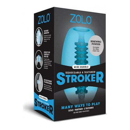 ZOLO Blue Mini Double Bubble Squeezable & Textured Stroker - Male Masturbator Toy, Model ZM-DSB-001, Pleasure for Men, Intense Sensations, Blue