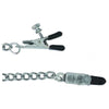 Spartacus Adjustable Nipple Clamps with Curbed Chain - Intensify Pleasure with Adjustable Pressure - Model NCC-200 - Unisex - Nipple Stimulation - Silver - Adult Naughty Store