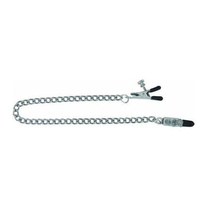 Spartacus Adjustable Nipple Clamps with Curbed Chain - Intensify Pleasure with Adjustable Pressure - Model NCC-200 - Unisex - Nipple Stimulation - Silver - Adult Naughty Store