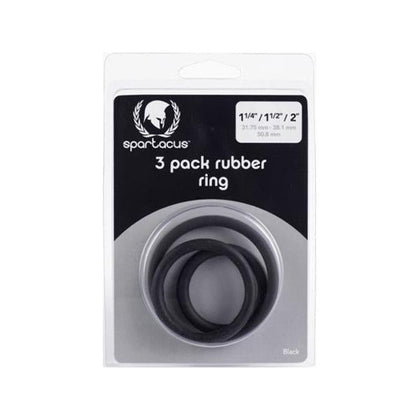 Spartacus Rubber Cock Ring Set - Enhance Erection, Prolong Ejaculation - Model RCR-3 - Men's Pleasure Toy - Black - Adult Naughty Store