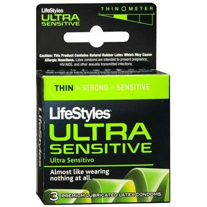 LifeStyles Ultra Sensitive Lubricated Condoms - Pleasure Enhancing, Thin Latex Condoms for Intimate Intimacy - Pack of 3